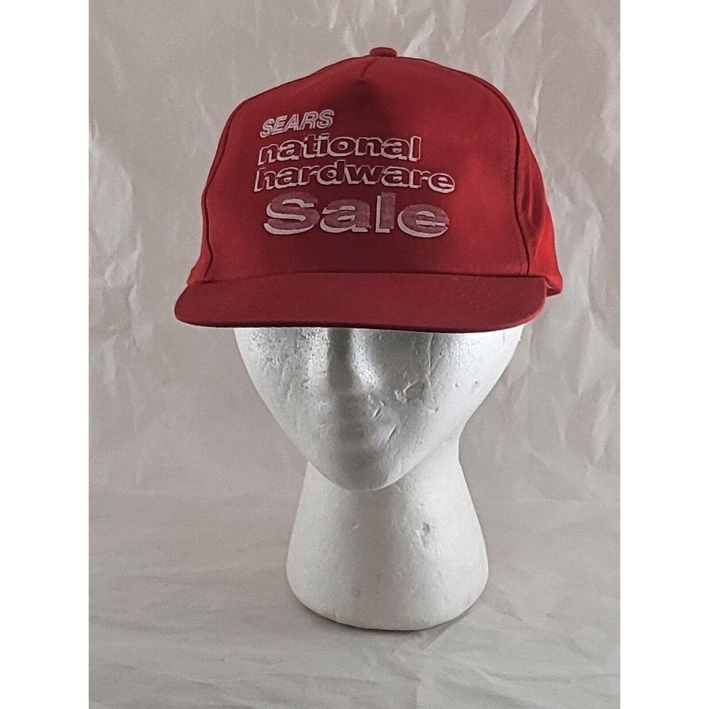 Vintage Sears‎ National Hardware Sale Snapback Hat Red KC Crown Trucker Cap 80s